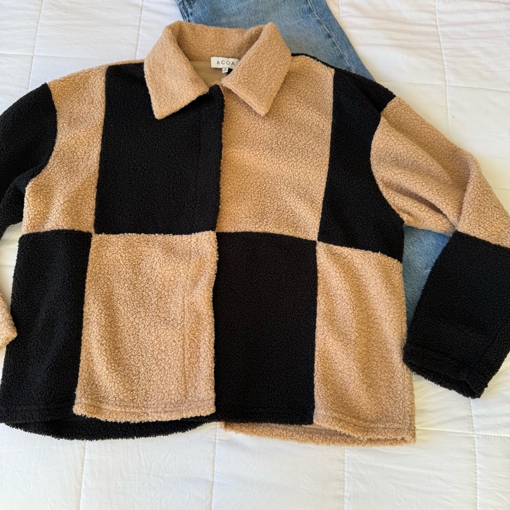 Acoa Women Chekered Button Up Sweater Size Small - Picture 3 of 5